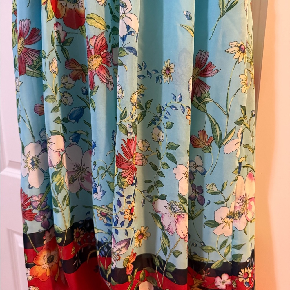 Superfoxx Floral Blue Dress with Flutter Sleeves - Picture 2 of 6
